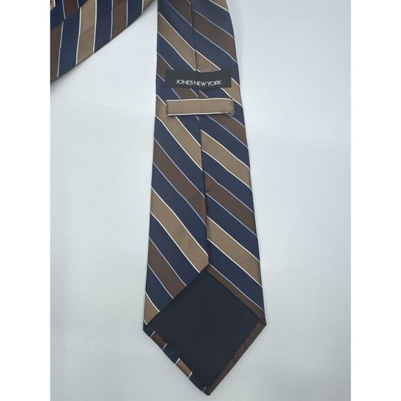 Jones New York Brown And Blue Striped Men's Neck Tie - Picture 9 of 15